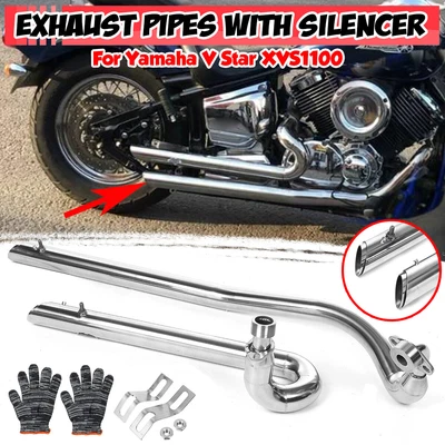 $116.49 • Buy 2x For Yamaha V-Star 1100 XVS1100 Motorcycle Exhaust Pipe Full System Muffler US