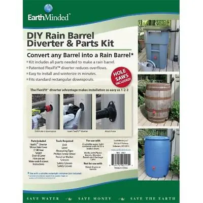 EarthMinded F-RN025 DIY Rain Barrel Diverter & Parts Kit (barrel Not Included) • $40.44