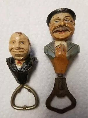 Antique Carved Wood Head Bottle Openers Butler Man Vintage Arni? Lot Of 2 • $19.99