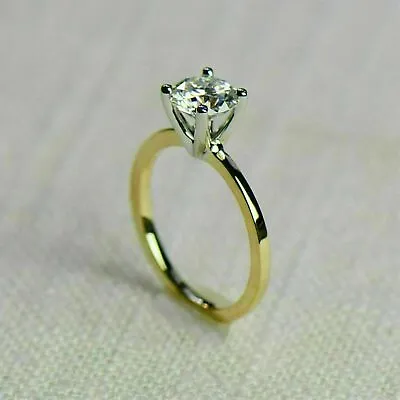 $74.99 • Buy 1.50Ct Round Cut & Simulated Women's Engagement Ring 14k Yellow Gold Finish