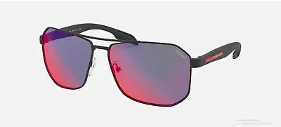 PRADA LINEA ROSSA SPS51V Black Rubber/Dark Grey Blue Mirror (DG0-9Q1) Sunglasses • $139.99