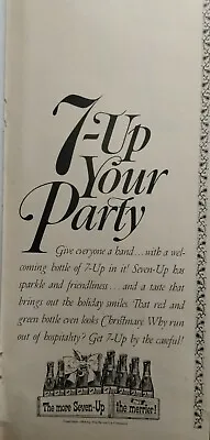 1964 7 Up Soda Drink Beverage Glass Bottle Case Christmas Holiday Party Print Ad • $4.95