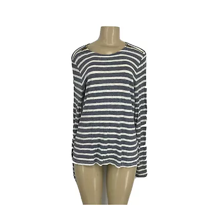 J. Crew  Large Womens Painter T Shirt With Zip Shoulder Cotton Long Sleeve W20 • $12.65