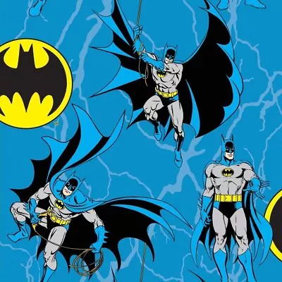 Batman Fabric Batman Logo Blue 100% Cotton Sewing Crafting Material • £4