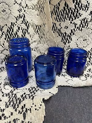 Antique Cobalt Blue Glass Vicks Vaporub Bottles Medicine Raised Letters USA • $28