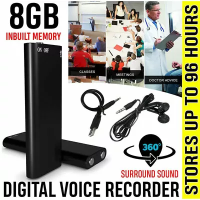 Mini Spy Audio Recorder Voice Activated Office Listening Device 96 Hours 8GB • $13.99