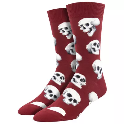 Socksmith Men's Crew Socks Sacred Skulls Maroon Red Novelty Footwear • $16