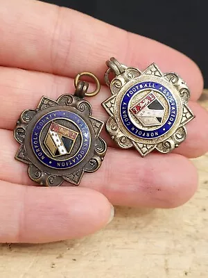 Vintage Norfolk & Suffolk Football League Medals X 2. Fobs. Metal. 1950s • £9.99