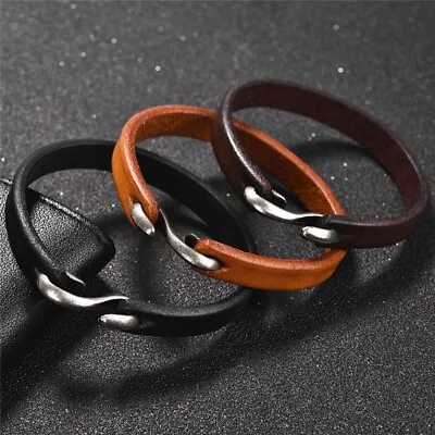 Men's Women's Vintage Genuine Leather Handmade Wristband Bracelet • £9.99