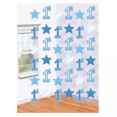 1st Birthday Blue Stars Party Supplies Boy String Decorations Blue 7ft Long • $9.50