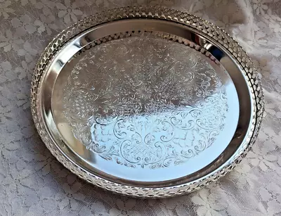 Vintage - Mayell Queen Anne Silver Plated Galley Ornate Tray - 3 Footed 1970s • £16