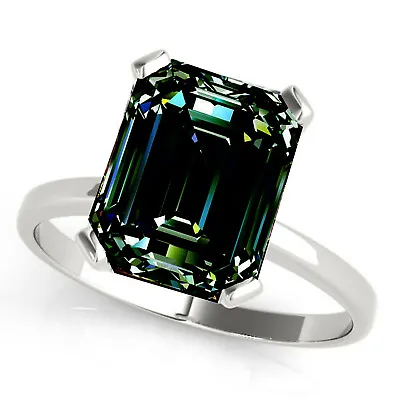 £0.81 • Buy 2.11 Ct Vvs1;,Emerald Brown Blue Real Moissanite Diamond Engagement Silver Ring