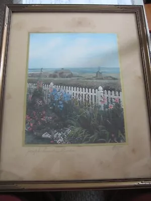 Estate Vintage Framed Colored Photograph Of Joseph Lincoln's Garden Signed 1943 • $19.99