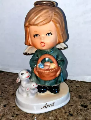 Vintage Ceramic Easter April Angel 1950s Figurine Bunny Basket Eggs Japan • $18