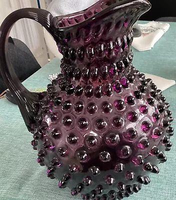 Vintage Bohemia Czech Republic Purple Hobnail Bubble Pitcher • $85.99