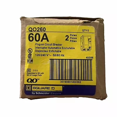 Box Of 5 Square D QO260 Molded Case Circuit Breaker 2p 60a Amp 120/240v-ac NEW • $99.99