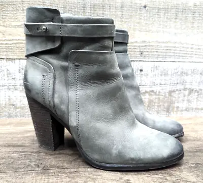 Vince Camuto Gray Nubuck Leather Ankle Boot Heels Women's Size 9 / 39 M • $17