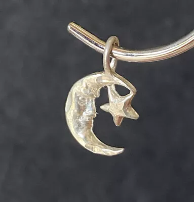 Vintage Sterling Silver 925 Moon And Star Bracelet Charm Pendant • $14.36