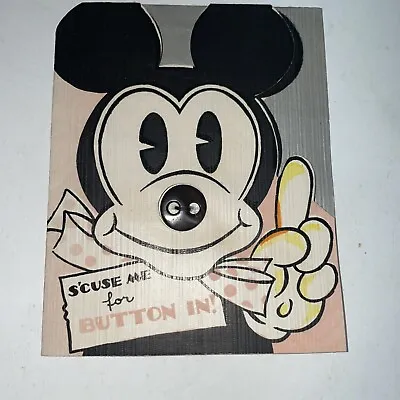 Vintage 1930s Walt Disney Birthday Card Mickey Mouse Hallmark Button Nose Folded • $64.88