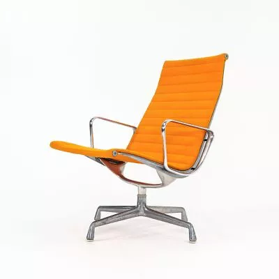 1970s Herman Miller Eames Aluminum Group Lounge Chair With Orange Girard Fabric • $1950