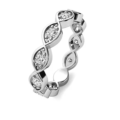 .50 CT F VS2 Marquise Style Round Cut Lab Grown Diamond Eternity Ring White Gold • $1450