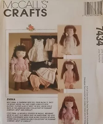 McCall's Vintage Sewing Craft Pattern 7434 EMMA 18-Inch Doll And Clothes UNCUT • $4.99