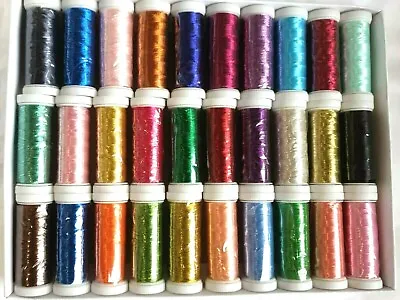 30 Metallic Embroidery Threads Spools 30 Different Colors 200 Mtrs Bargain Price • £17.99