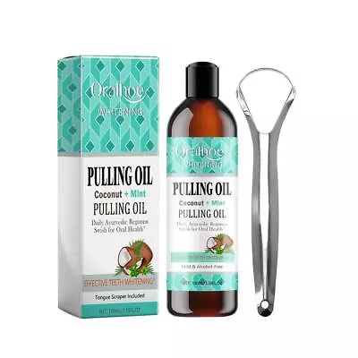 Coconut Mint Pulling Oil Mouthwash Alcohol-free Mouth Teeth Scraper Toothbrush   • £5.40