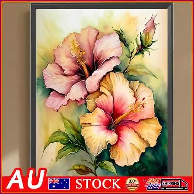 5D DIY Full Square Drill Diamond Painting Hibiscus Flowers Kit Home Decor30x40cm • $11.89