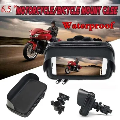 £14.94 • Buy For 6.5 GPS Sat NAV Motorcycle Handlebar Mount Holder With Waterproof-Case