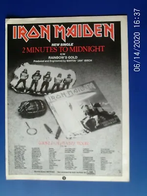 IRON MAIDEN - POWERSLAVE  RECORD AND TOUR 1984 - POSTER ADVERT 1980s Original • $6.20