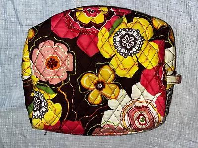 Vera Bradley Lined Cosmetic Makeup  Bag  10  X 8  X 3  Buttercup Brown Yellow • $10