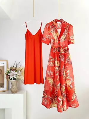 US Zimmermann Deep V-neck Flanging Short Sleeves Red Long Skirt Dress • $360.99