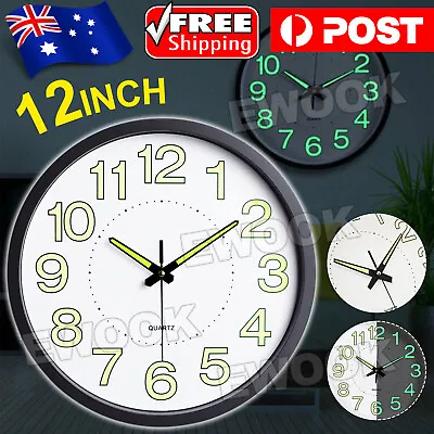 $20.95 • Buy 12  Wall Clock Glow In The Dark Silent Quartz Indoor/Outdoor Home Luminous Clock