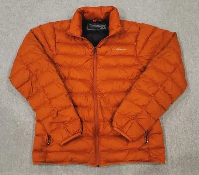 EDDIE BAUER Men's Medium Orange Goose DOWN Puffer Jacket Zip • $45.99