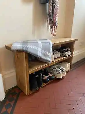 £92 • Buy Hand Crafted Rustic Reclaimed Wooden Shoe Rack Bench Shoe Storage For Hallway