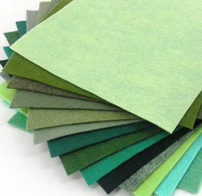 15 - 9 X12   Green Colors Collection - Merino Wool Blend Felt Sheets • $18.75