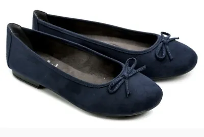 Jana Navy Suede Effect Comfort Ballet Pump Shoes. UK 6 EU39. Wide Fit H. BNWT • £25