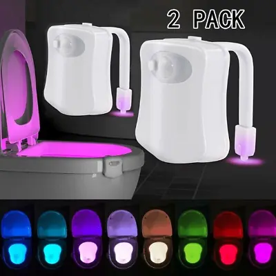 Toilet Night Light 8 Color LED Motion Activated Sensor Bathroom Bowl Seat Lamp • $9.99