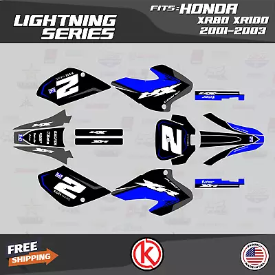 Graphics Kit For HONDA XR80 XR100 (2001-2003) Lightning Series - Blue • $59.99