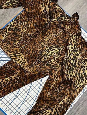 Vintage Fredericks Cheetah Print Lounge Pajama Set Size Med Two Piece Top Pants • $45