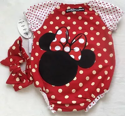 Disney Parks Minnie Mouse Costume 2-Piece Set Onzie Baby W/ Headband 12 Months • $16.50