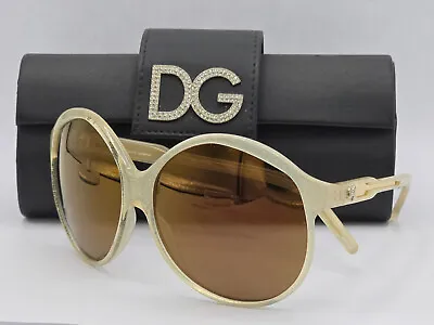 VTG DOLCE & GABBANA GLITTER IVORY FRAME Model DG 3014 761/F9 SUNGLASSES + CASE • $124.99