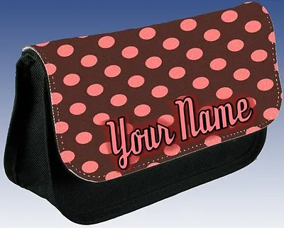 £9.99 • Buy LADIES GIRLS Personalised Polka Dot Print Pencil Case MAKE UP BAG DS Case