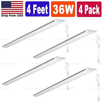 4 Pack LED Shop Light Utility Ceiling Garage Workshop Easy Mount LED 36W (144W) • $39.99