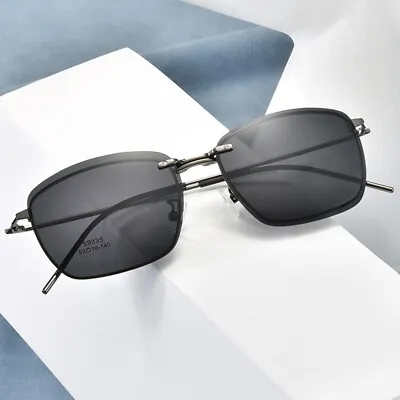 Oversized Retro Eyeglass Frames Clip-on Magnetic Polarized Sunglasses UV KFA823 • $25.19