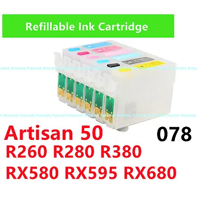 Empty Refillable Ink Cartridge T078  78 W/chip For Stylus R260 R380 RX580 RX595 • $91.99