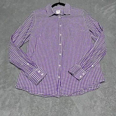 J Crew The Perfect Shirt Womens Small Purple Gingham Button Down Top • $14.95