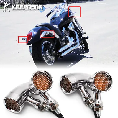 4x Motorcycle Amber LED Turn Signals For Kawasaki Vulcan VN 500 900 1800 Custom • $39.90