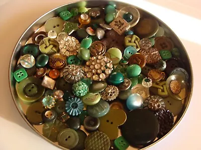 Fancy Estate Vintage Buttons Glass Rhinestone Plastic Metal Lot Of 100+ • $18